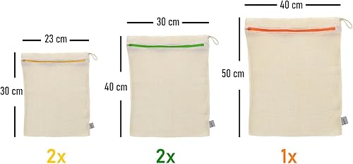 Lot de 5 sacs à linge en coton de qualité supérieure avec fermeture éclair sans micro-plastique, pour machine à laver, organisateur de voyage, pour linge sale - Nail Gallerys