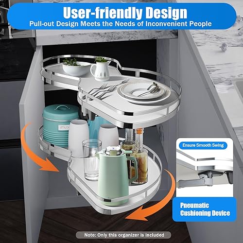 YESTAIM Ferrure d'angle rotative pour armoire d'angle de cuisine extensible - Étagère d'angle extensible - Accessoires rotatifs - Étagère pivotante réglable en hauteur pour appareils de cuisine et - Nail Gallerys