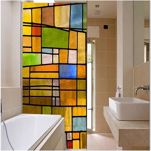 Siunwdiy Film De Fenêtre Givré Décoratif Auto-Adhésif, Église Rétro Sticker Vitrail Sticker De Vitraux, Chambre À Coucher Salon Salle De Confidentialité Film pour Vitres,X,60x120cm - Nail Gallerys