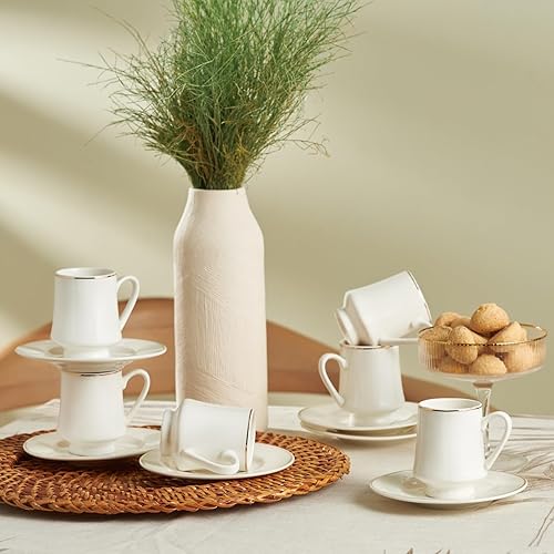 Karaca Runo Set de tasses à café pour 6 personnes, 100 ml - Des tasses en porcelaine élégantes pour un café parfait - Nail Gallerys