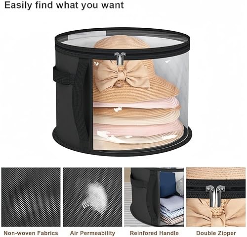 Boîte de rangement transparente surdimensionnée pour 7 casquettes, boîtes à chapeaux portables avec couvercles et poignées de transport, pour placard, étui à chapeau à bords larges avec fermeture - Nail Gallerys