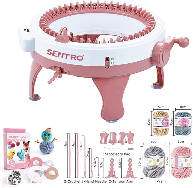 Machine à tricoter, 48 aiguilles à tricoter avec compteur de rangées, double tissage rotatif intelligent, tricot à panneau plat, excellente idée cadeau pour les débutants adultes/enfants - Nail Gallerys