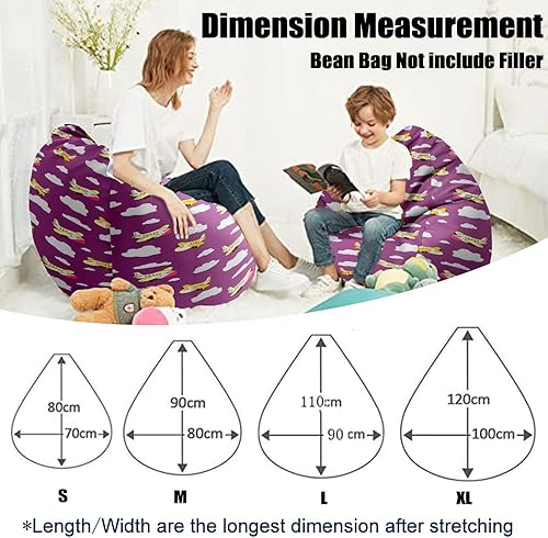 FANSU Pouf Poire sans Remplissage, Pouf pour Enfant Ado Adulte, Pouf Salon Chambre Soft, 3D Chat Imprimer Sac Haricots, Polyvalent Pouf de Rangement (80x90cm,Chaton Emoji) - Nail Gallerys