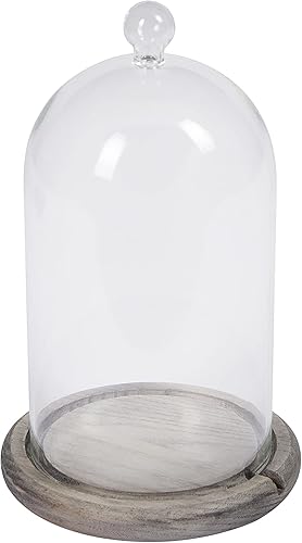 Lights4fun Déco de Cloche en Verre avec Base en Bois Gris de 20,5cm pour Intérieur - Nail Gallerys