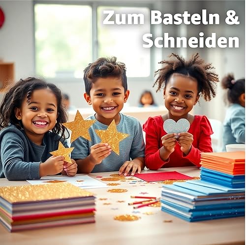 Lot de 50 feuilles de papier à paillettes - 250 g/m² - format A4 - 50 feuilles de papier pour imprimante - Pour les loisirs créatifs - Carton couleur (1) - Nail Gallerys