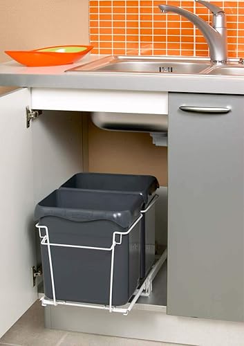Poubelle de tri 2x23L, Poubelle intérieure de meuble cuisine, installation facile, Compatible avec une installation sous siphon EASYTRI ROSSIGNOL - Nail Gallerys