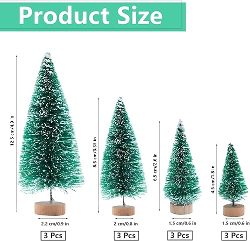 JJQHYC 12 Mini Sapins de Noël Décoration d'hiver Arbre de Noël Artificiel Sapins de Noël Miniatures Sapins de Noël pour Scènes de Village de Noël - Nail Gallerys