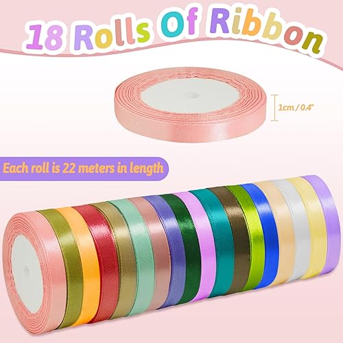 Satin 18 Couleurs, 22m x 10mm Ruban Cadeau Emballage, pour Couture, Jeux du Bouquet Mariée, Travail Manuel, Projets de Bricolage, Nœuds, Décoration de Mariage - Nail Gallerys