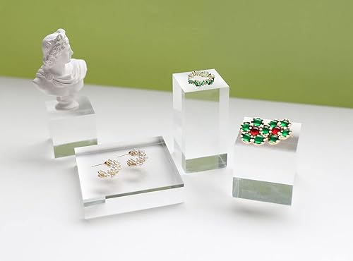 GemeShou Supports acrylique expo oreilles vente, support transparent expo bijoux, plateau anneaux transparents vente magasin【8L×8W×3H cm】 - Nail Gallerys