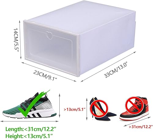 Lot de 20 Boîtes à Chaussures en Plastique Transparent Empilables avec Couvercle - Nail Gallerys