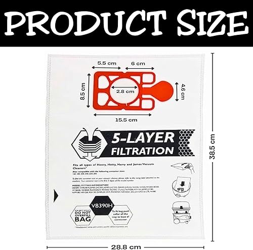 IBBAH Henry Lot de 10 sacs d'aspirateur réutilisables à 5 couches compatibles avec les aspirateurs Hetty, Harry, James, Charles, Numatic – Compatible avec NVM-1B/NVM-1C/NVM1C2 | XL, Xtra, modèles sans - Nail Gallerys