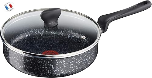 TEFAL Sauteuse 24 cm + couvercle en verre ORIGINS Noir Moucheté B3703202 - Nail Gallerys