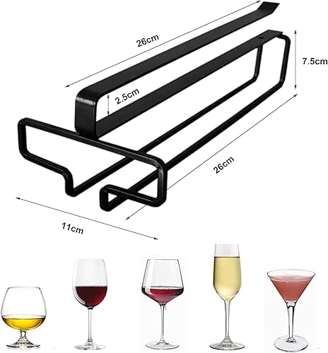 SAMSYOKI 4 Pièces Porte Verre à Vin Suspendu Support de Verre à Vin Sous Armoire Porte-Verres à Pied Suspendu Sans Perçage Métal Accroche-verres Pour étagère pour Cuisine Café Bar Restaurant (Blanc) - Nail Gallerys