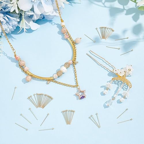 UNICRAFTALE Environ 150 pièce D'Épingles à Tête Plaquées Or 24 carats Pliables de 20mm en Acier Inoxydable à Tête Sphérique en Métal pour la Fabrication de Bijoux Artisanaux. - Nail Gallerys