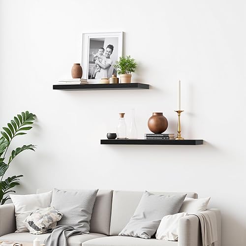 FURNITABLE Étagère Murale 20x60cm Design Modulable Lot de 2 Décoration Murale Style Scandinave Bureau Chambre, Blanc - Nail Gallerys