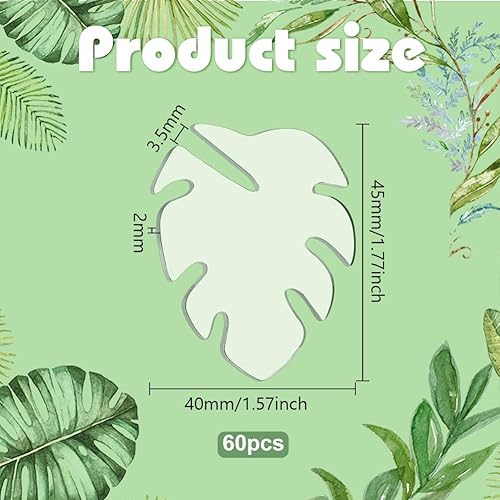 FINGERINSPIRE 60Pcs Etiquettes en Acrylique pour Boissons Tropicales 40x45mm Marqueurs de Verre à Vin à Feuilles Transparentes Etiquette de Boisson DIY pour Mariage Plage Tropicale Vacances D'été - Nail Gallerys