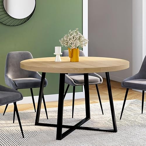 IDMarket - Table à Manger Ronde Selma 4-6 Personnes Bois et Noir 110 cm - Nail Gallerys