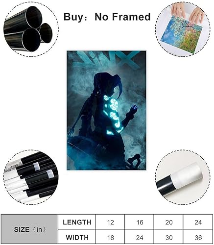 Poster Arcane – Poster sur toile Jinx - Décoration de chambre à coucher, paysage sportif - Décoration de bureau - Cadeau sans cadre - 30 x 45 cm - Nail Gallerys