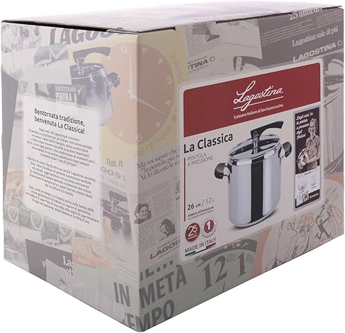 Lagostina La Classica Marmite à Pression avec Panier et écodose Ø 26 cm, 12 lt Acciaio e Nero - Nail Gallerys