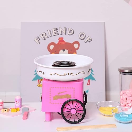 HOMCOM Machine à barbe à papa Cotton Candy Appareil 3-5 minutes pour une barbe à papa 550 W max. en Rose - Nail Gallerys