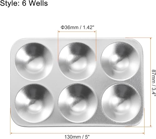 QUARKZMAN Peinture Palettes Plateau 5' x 3.4' 6 Puits Aluminium Rectangle Peinture Mélange Palettes pour Acrylique Huile Aquarelle artistes DIY Peinture - Nail Gallerys