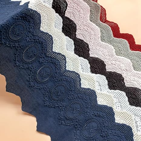 Yalulu Bordure en dentelle brodée de 4,6 m de long - Ruban en dentelle florale - Tissu en dentelle pour décoration d'intérieur (bleu marine) - Nail Gallerys