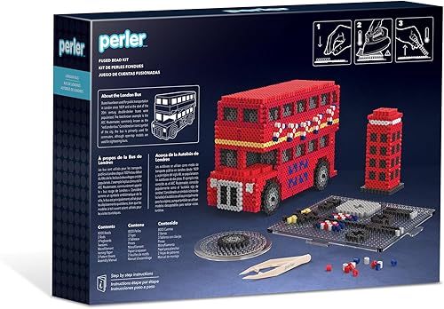 Perler 80-57242 Kit d'activités artisanales en forme de bus londonien 3D, 10,2 cm de large x 44,5 cm de haut, multicolore, 8011 pièces - Nail Gallerys