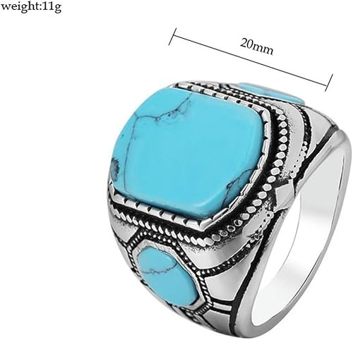 Bague vintage en acier titane turquoise pour homme Design tendance unique Convient pour un usage quotidien - Nail Gallerys