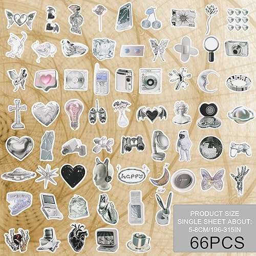 Andibro Lot De 66 Autocollants Esthétiques Vintage Noirs Et Blancs, Autocollants Rétro Réalistes Et Tendance Pour Scrapbooking Accessoires De Bricolage Décoration Pour Bouteille D'eau Ordinateurs - Nail Gallerys