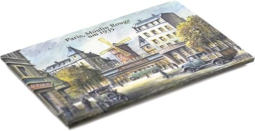 VALDEIG Paris Aimant de réfrigérateur – Moulin Rouge 1935 – Souvenir de France – 8 x 5,5 cm – Idéal comme Souvenir de Paris, aimants pour Enfants, aimants de réfrigérateu - Nail Gallerys