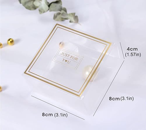 Lot de 50 boîtes à dragées PVC transparent 10,4 x 5,1 x 4 cm,Boîtes à dragées en plastique - Boîtes cubiques transparentes - Emballage individuel pour macarons, bonbons, mini fts, fête de mariage - Nail Gallerys