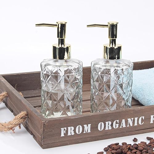 GOYISEE Distributeur de Savon avec Pompe, Motif Diamant pour Comptoir de Cuisine et Salle de Bain (Clear) - Nail Gallerys