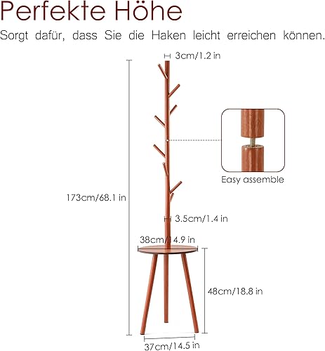 hunnycook Porte-manteau autoportant à 8 crochets pour petits espaces, 38 x 173 cm, pour chapeaux, manteaux, écharpes, sacs à main, utilisé dans le couloir, la chambre à coucher, l'entrée, le bureau en - Nail Gallerys