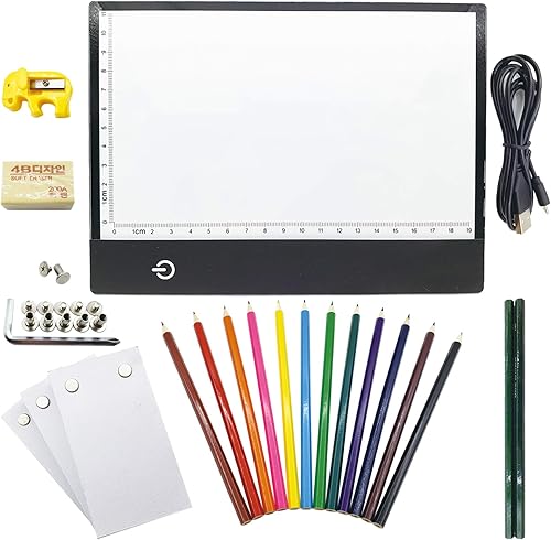 Canvall Flipbook Set pour dessin et traçage d'animation comprenant : boîte lumineuse LED, 540 pages de papier animé à feuilles volantes, 2 crayons HB + 12 crayons de couleur, taille-crayon, gomme et - Nail Gallerys