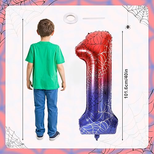 Ballon d’Anniversaire Chiffre Toile d’Araignée Géant 101,6cm, Grands Ballons Chiffres Thème Araignée Décorations Fête Héros Rouge et Bleu pour Garçons Enfants Anniversaire Halloween Fête (1) - Nail Gallerys