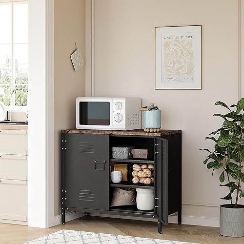 Sightlife Buffet Cuisine, Meuble de Rangement, métal avec Double Porte, étagère réglable, pour Cuisine, Salon, Salle à Manger, Couloir, 40 x 80 x 70 cm (l x L x H) - Nail Gallerys