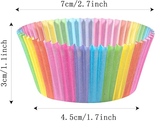 WolinTek 200 pièces Cupcake Wrapper Caissettes à Cupcakes Arc en Ciel Doublures Moules à gâteaux Moules à Muffin pour la fête de mariage d'anniversaire Dessert - Nail Gallerys