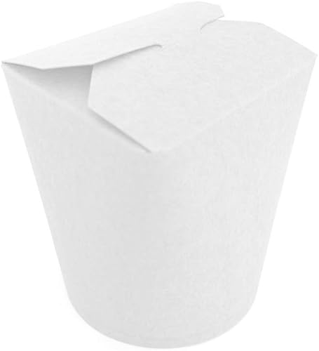 Extiff Lot de 50 boîtes blanches en carton 780ml - Récipient alimentaire jetable pour nourriture à emporter - Pasta Box pour nouilles/pâtes/plats cuisinés - Etanche - 100% recyclable - Nail Gallerys