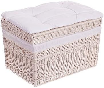 e-wicker24 Alles aus Weide Coffre en osier,grand panier,corbeille,malle,caisse de rangement en osier (Blanc_blanc) - Nail Gallerys