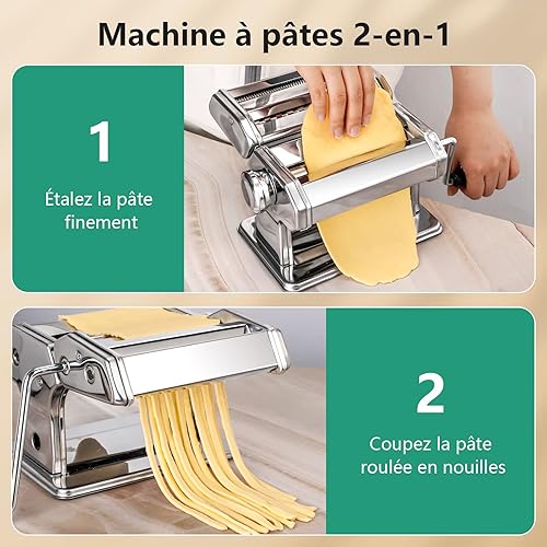 OSTBA Machine à Pâtes Manuelle, Pasta Maker en Acier Inoxydable, Machine à Pâtes Fraîches Parfaite pour la Famille - Nail Gallerys