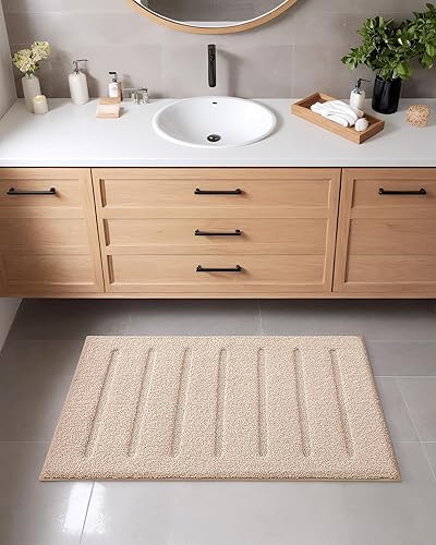 COLOR&GEOMETRY Tapis de bain antidérapant lavable, 44 x 76 cm, taille standard, blanc, doux, super absorbant - Nail Gallerys