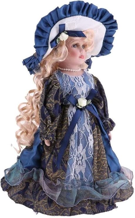 XzhixiangKing Poupée miniature victorienne en porcelaine de 30 cm, faite à la main avec robe, pour la collection de décorations ou cadeaux d'anniversaire (bleu) - Nail Gallerys