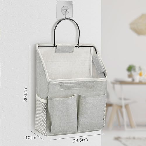 Lot de 2 organisateurs de rangement suspendus étanches - En lin - Pliable - Avec poches - Pour chambre d'enfant, salle de bain, chambre à coucher, bureau, camping-car - Gris - Nail Gallerys