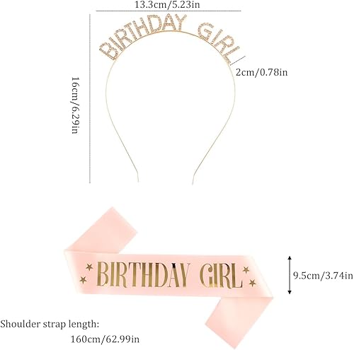 RDNKVB 2 Pièces Birthday Girl Diadème Bandeau en Satin,Ceinture de Couronne d'anniversaire, Decoration Anniversaire,Couronne Anniversaire,Couronne Anniversaire Echarpe, Anniversaire Echarpe,Tout Âge - Nail Gallerys