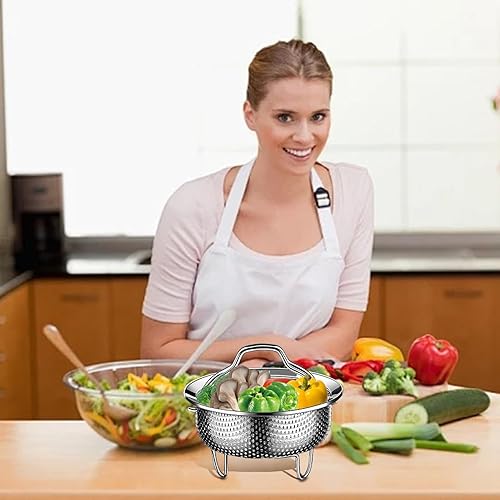 Panier vapeur pour la cuisson, panier vapeur en métal - Paniers à vapeur pour lave-riz en acier | Plateau vapeur pour légumes, panier vapeur pour aliments avec poignée et pied de base pour - Nail Gallerys