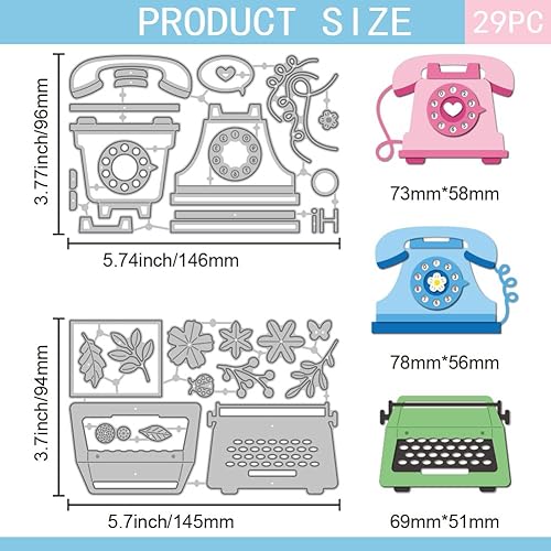 GLOBLELAND Découpes de Fleurs de Machine à Écrire Vintage pour la Fabrication de Cartes Téléphone Métal Découpes de Pochoirs pour le Scrapbooking DIY Décoration D'Album en Relief - Nail Gallerys