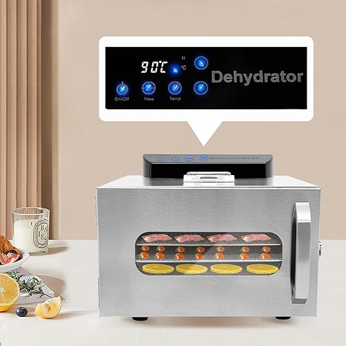 MIIWWOWO Déshydrateur électrique en acier inoxydable 400 W 6 étages avec arrêt automatique et protection contre la surchauffe pour légumes, fruits, épices - Nail Gallerys