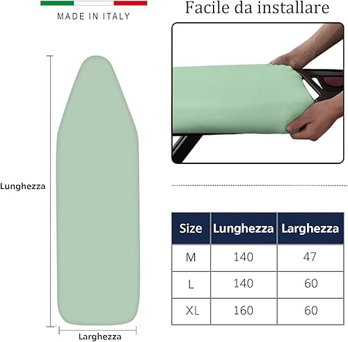 TUOLON Housse de table à repasser fabriquée en Italie 60 x 140 cm universelle pour aiguilles à vapeur, pratique et douce, housse de repassage avec élastique couverture couleurs aléatoires - Nail Gallerys