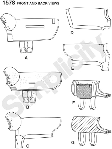 Simplicity Patron de Couture 1578 : vêtements pour Grand Chien, Papier, Blanc, OS (Taille Unique) - Nail Gallerys