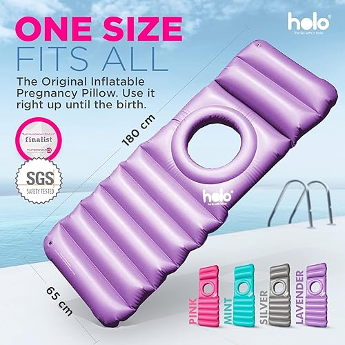 HOLO The Original Oreiller de grossesse gonflable – Matelas gonflable de maternité avec trou pour le ventre – pour un soutien et un confort ultimes – Dites adieu aux douleurs liées à la grossesse - Nail Gallerys